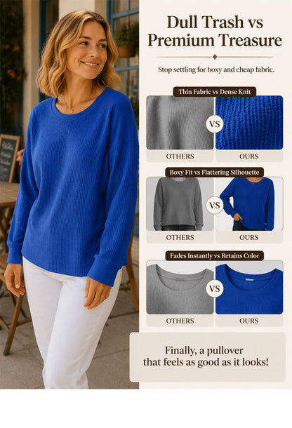 💖Nyhet-50% RABATT💖Damernas våffelstickade Loose‑Fit-sweatshirt