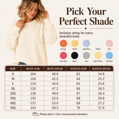 💖Nyhet-50% RABATT💖Damernas våffelstickade Loose‑Fit-sweatshirt