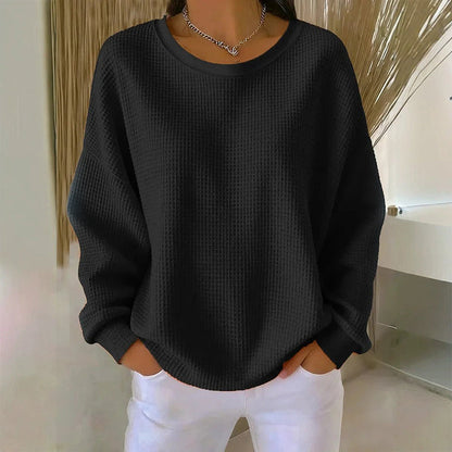 💖Nyhet-50% RABATT💖Damernas våffelstickade Loose‑Fit-sweatshirt