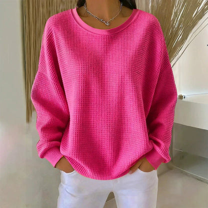 💖Nyhet-50% RABATT💖Damernas våffelstickade Loose‑Fit-sweatshirt