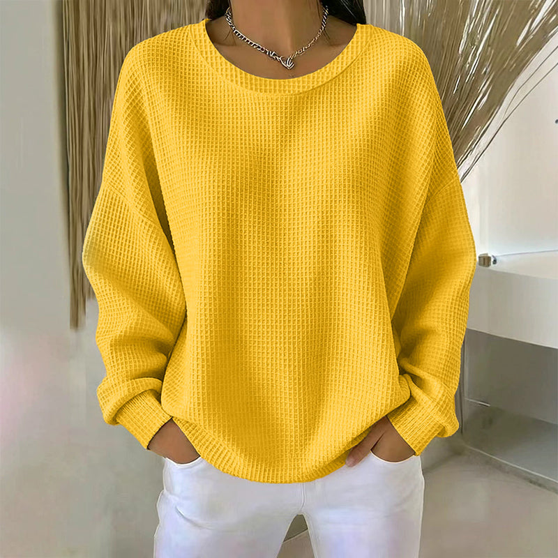 💖Nyhet-50% RABATT💖Damernas våffelstickade Loose‑Fit-sweatshirt
