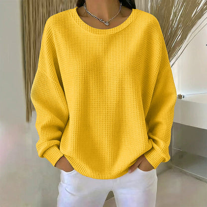 💖Nyhet-50% RABATT💖Damernas våffelstickade Loose‑Fit-sweatshirt