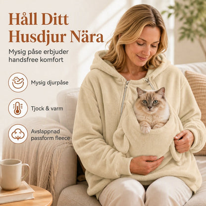 Lös hoodie med känguruficka och dragkedja för husdjur