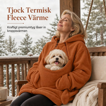 Lös hoodie med känguruficka och dragkedja för husdjur