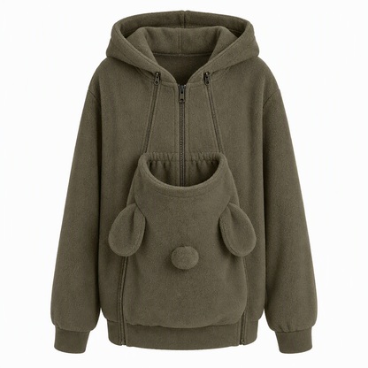 Lös hoodie med känguruficka och dragkedja för husdjur