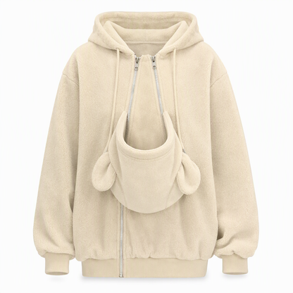 Lös hoodie med känguruficka och dragkedja för husdjur