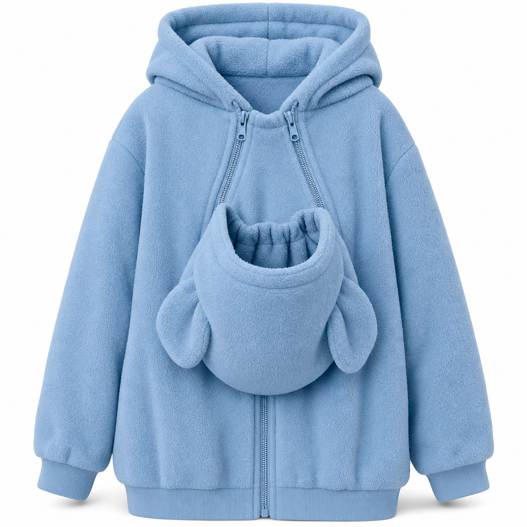 Lös hoodie med känguruficka och dragkedja för husdjur